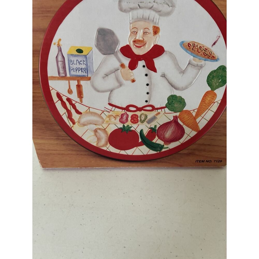 Gourmet Chef Trivet Reverse For Wall Plaque Hand Painted Fine Ceramicware - Picture 8 of 12